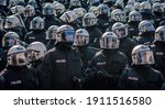 Small photo of Hamburg, Germany July 6 2017: Policemen in full gear at the demonstration.