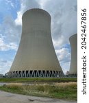 Small photo of Temelin nuclear power station in Czech Republic close to the Ceske Budejovice in south Bohemia. Cooling towers close to reactor and generators hall. Hyperbolic shape. Water ipumped from Vltava river.