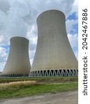 Small photo of Temelin nuclear power station in Czech Republic close to the Ceske Budejovice in south Bohemia. Cooling towers close to reactor and generators hall. Hyperbolic shape. Water ipumped from Vltava river.