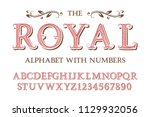 royal alphabet with numbers in... | Shutterstock .eps vector #1129932056