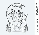 pastel goth cat coloring page | Shutterstock .eps vector #1954746520