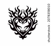 Flaming Heart Love Symbol Logo...