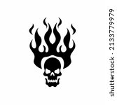 flaming skull symbol logo on... | Shutterstock .eps vector #2133779979