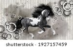 3d Wall Horse Background...