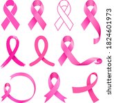 pink ribbon design set. breast... | Shutterstock .eps vector #1824601973
