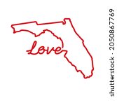 Florida Us State Red Outline...