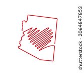 Arizona Us State Red Outline...
