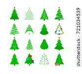 christmas tree vector icon set. ... | Shutterstock .eps vector #721034539