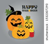 three pumpkin for halloween.... | Shutterstock .eps vector #1532307293