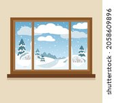 a window with a winter... | Shutterstock .eps vector #2058609896