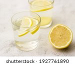 Fresh homemade lemonade or lemon water