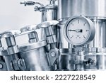 Chemical laboratory equipment, equipment for medical experiments,  equipment close-up, apparatus for lab,  medical device conceppt