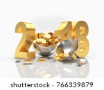 golden 2018 new year and broken ... | Shutterstock . vector #766339879