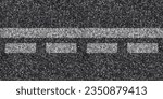 Small photo of Seamless asphalt texture with dual unbroken and interrupted lines at the center for lane division and controlled overtaking, grunge tarmac surface with double stripes, traffic regulation concept