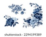 navy blue watercolor flowers...
