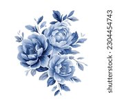 watercolor vintage blue flowers ...