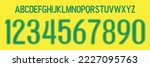 font vector team 2006 kit sport style font. football style font with lines. brazil font world cup. ronaldinho. ronaldo. sports style letters and numbers for soccer team