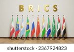 Small photo of flags of BRICS is a grouping of Brazil, Russia, India, China, and South Africa - A total of six countries will join the BRICS on 2024 Argentina , Egypt, Ethiopia, Iran, Saudi ,UAE