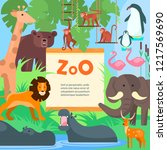 zoo animals flat style design... | Shutterstock . vector #1217569690