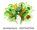 fresh vegetables and hand... | Shutterstock .eps vector #2037641936