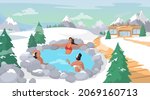 hot springs pool. people... | Shutterstock .eps vector #2069160713