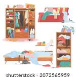 scattered clothes  female stuff ... | Shutterstock .eps vector #2072565959