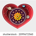 zodiac wheel with twelve... | Shutterstock .eps vector #2099672560