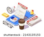 online news vector. reading... | Shutterstock .eps vector #2143135153