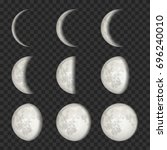 vector lunar phase icon set.... | Shutterstock .eps vector #696240010