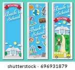 three vertical back to school... | Shutterstock .eps vector #696931879