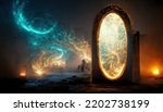 Beautiful magic doorway, time traveler, time travel doorway, magic mirror, time travel mirror