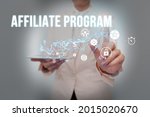 Small photo of Inspiration showing sign Affiliate Program. Word for automated electronic program that involve a web advertiser Lady In Suit Holding Phone And Performing Futuristic Image Presentation.