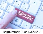Small photo of Sign displaying Search Research. Word Written on creative and systematic work taken to increase knowledge Editing New Story Title, Typing Online Presentation Prompter Notes