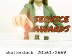 Small photo of Text caption presenting Service Awards. Business concept Recognizing an employee for his or her longevity or tenure Discussing House Financing Plans, Explaining Housing Loans And Mortgage