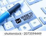 Small photo of Hand writing sign Where To Invest Question. Concept meaning asking about where put money into financial schemes or shares Abstract Typist Practicing Speed Typing, Programmer Debugging Codes