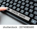 Small photo of Inspiration showing sign State Bank. Conceptual photo generally a financial institution that is chartered by a state. Editing New Story Title, Typing Online Presentation Prompter Notes
