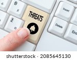 Small photo of Inspiration showing sign Threats. Internet Concept Statement of an intention to inflict pain hostile action on someone Editing Internet Files, Filtering Online Forums, Web Research Ideas