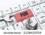 Small photo of Writing displaying text Pum. Concept meaning unwanted change that can be performed by legitimate applications Abstract Typing Presentation Message, Retyping New Email Password