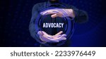 Small photo of Text sign showing Advocacy. Concept meaning Profession of legal advocate Lawyer work Public recommendation