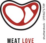 heart sign icon of steak meat... | Shutterstock .eps vector #1954671739