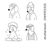 set of funny dachshunds icons....