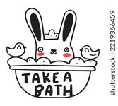 Cute Rabbit Sit In A Bath....
