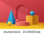abstract 3d room with realistic ... | Shutterstock .eps vector #2114020166