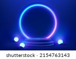 abstract blue cylinder pedestal ... | Shutterstock .eps vector #2154763143