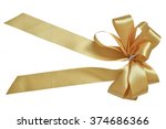 gold ribbon with bow isolated... | Shutterstock . vector #374686366