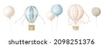 Watercolor Air Balloons Set....