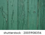 Old Green Wooden Wall With...
