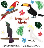 Vector Set With Tropical Birds...