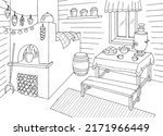 old russian kitchen room... | Shutterstock .eps vector #2171966449