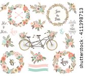 wedding floral invitation.flora ... | Shutterstock .eps vector #411398713